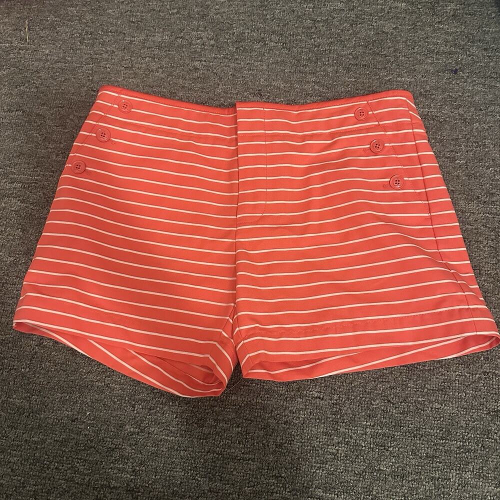 Tommy Hilfiger Women's Pink White Striped Sailor Shorts Size 8 Nautical